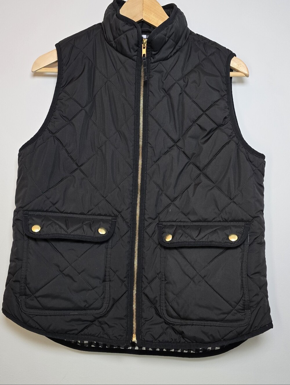 J. Crew Black Quilted Vest with Gold Hardware